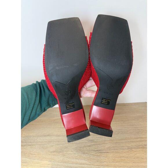 Vivaia Juliet Square Toe Block Heel Slide Sandals Women’s Size 8.5 Red - Picture 9 of 13